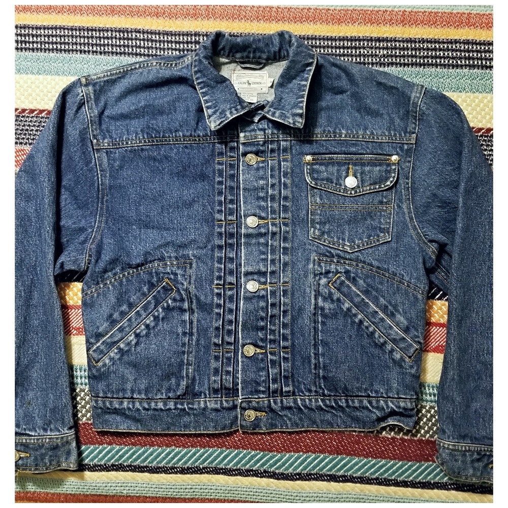 VINTAGE 90s POLO RALPH LAUREN WESTERN STYLEDENIM JACKET- WOMEN'S SIZE MEDIUM - Picture 4 of 13